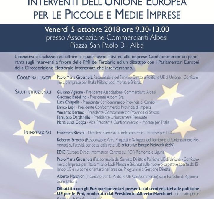 Opportunità per le piccole e medie imprese dall’UE: se ne parla ad Alba il 5 ottobre
