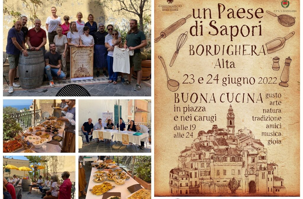 Tutto pronto per la quinta edizione di “Bordighera, un Paese di Sapori”. Bordighera Alta torna protagonista a tavola il 23 e 24 giugno dalle 19
